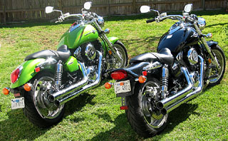 Both the 1600s are available in black or blue, and the Kawasaki is also available in this green.